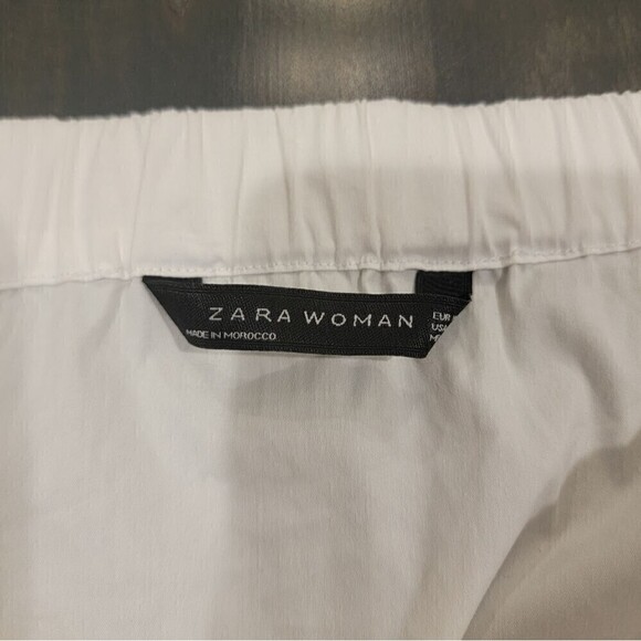 Zara Off The Shoulder White Cotton Blend Poplin Shirt 3/4 Sleeve Size Medium - Picture 5 of 7